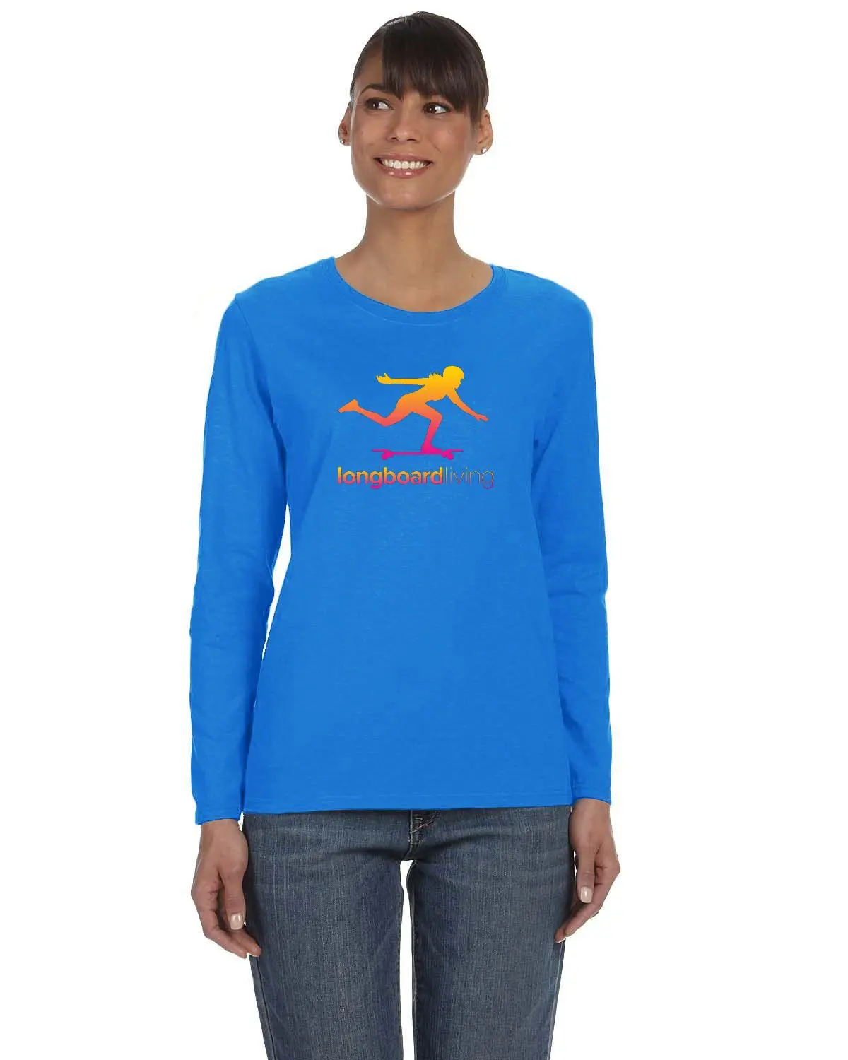 Longboard Living - Ladies Long Sleeve Shirt Elle Logo Pink / Orange 1