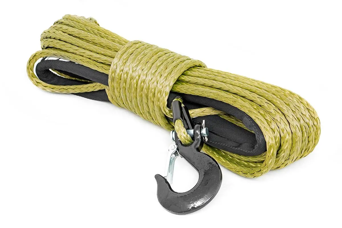 Rough Country Rs137 Winch Cable & Synthetic Rope - Synthetic, 16,000 Lbs. Pull Rating, 85 Ft. Line Length3/8 In. Line Diameter, Army Green 1
