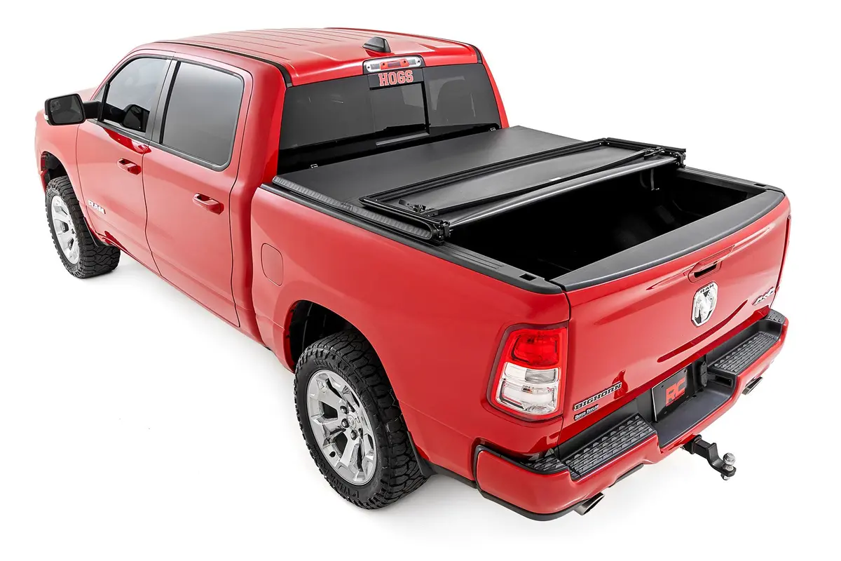 Rough Country Tri-Fold Soft Tonneau Cover For 2019-2023 Ram 1500 & Trx (5'7" Bed) 1