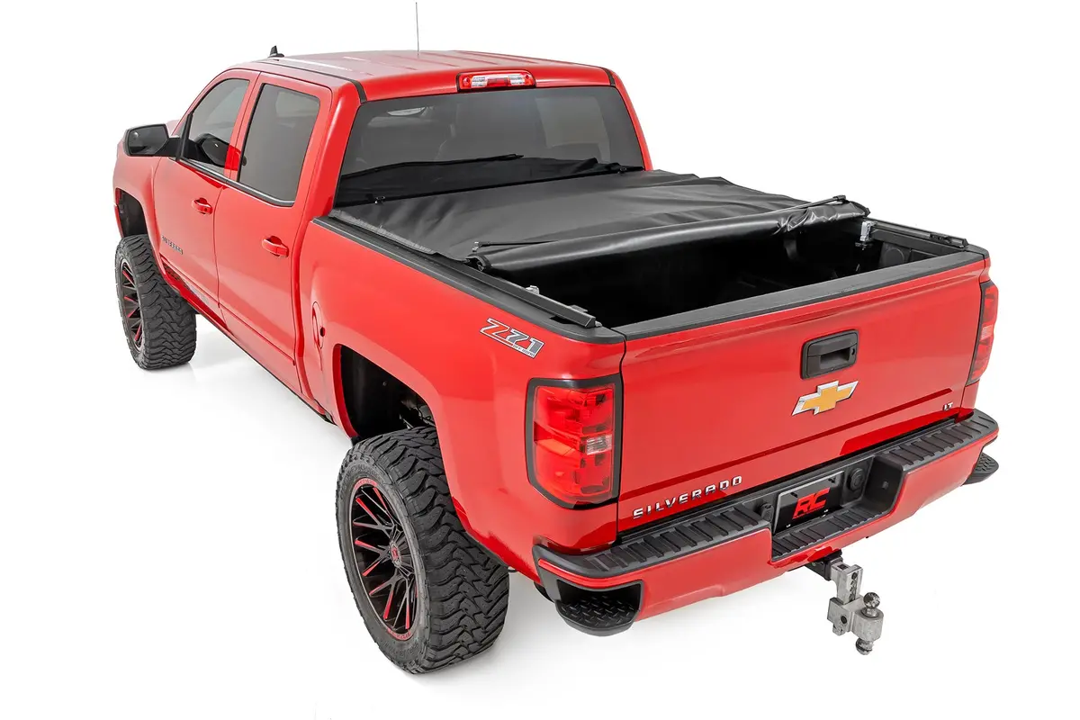Rough Country 42119551 Soft Roll Up Tonneau Cover For 2014-2018 Silverado 1500 Sierra 1500 (5' 9" Bed) 1