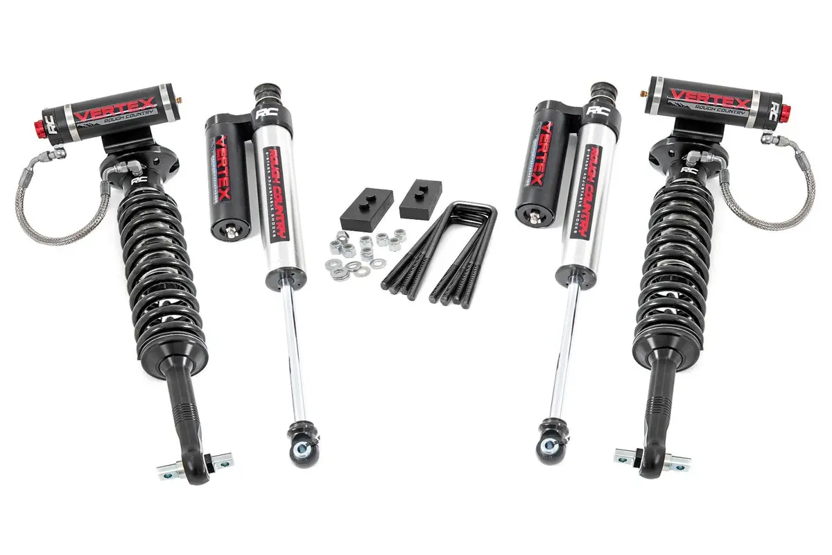 Rough Country Bolt On 2" Adjustable Vertex Reservoir Coilover Suspension For 2021-2026 Ford F-150 1
