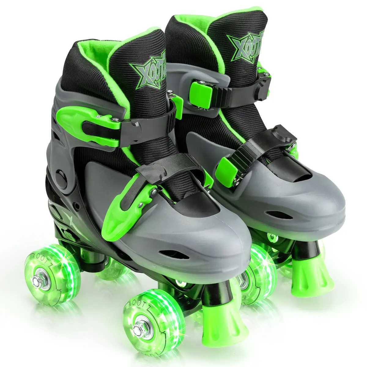 Led Roller Skates, Adjustable Quad Skates - Green 1