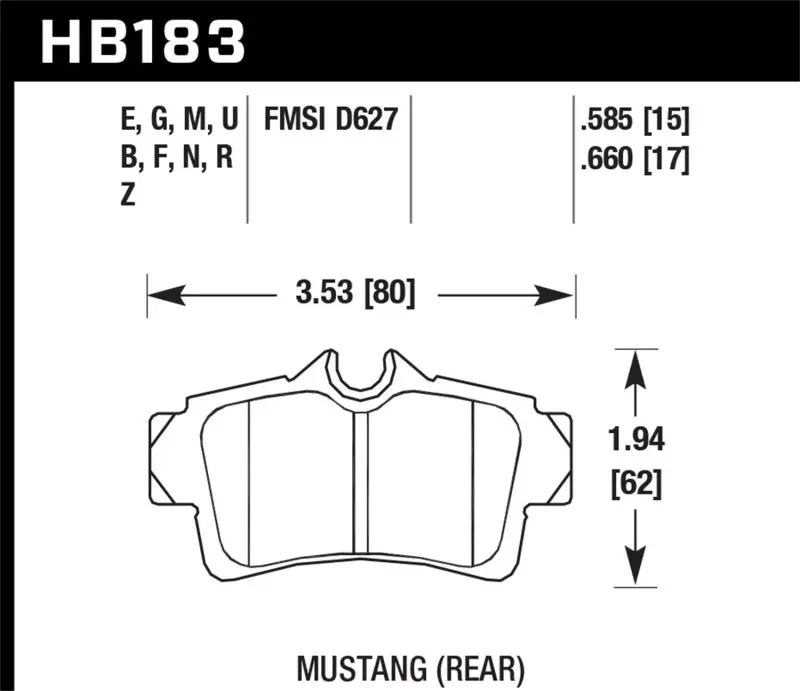Hawk Rear Brake Pads For 1995–2004 Ford Mustang 4.6L Cobra (Er-1 Series) 1