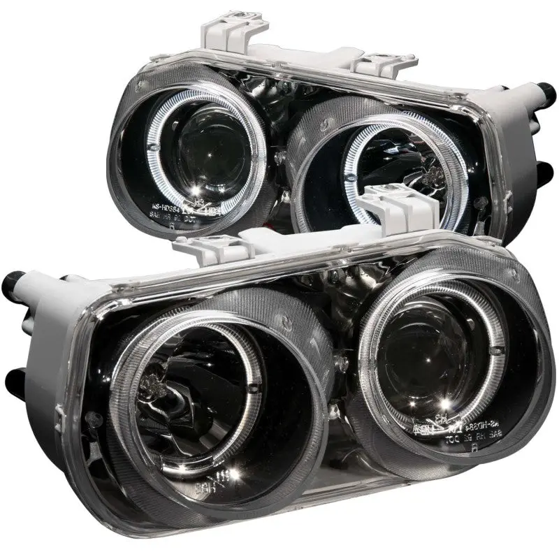 Anzo Projector Headlights With Halo Rings – Black Housing For 1994–1997 Acura Integra 1