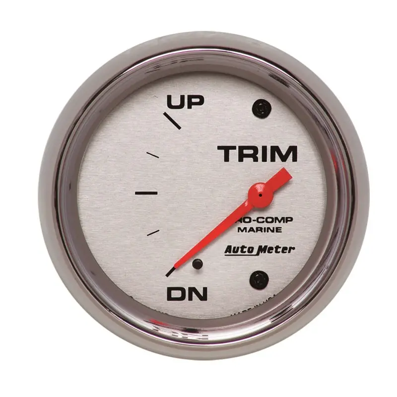Autometer Marine Chrome 2-5/8-Inch Electric Trim Level Gauge – 0 Ohm (Down) To 90 Ohm (Up) 1
