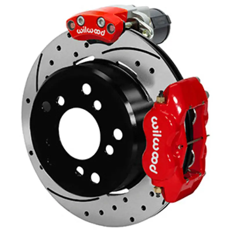 Wilwood Forged Dynalite Rear Electronic Parking Brake Kit – Red Powder-Coated Caliper With D/S Rotor 1
