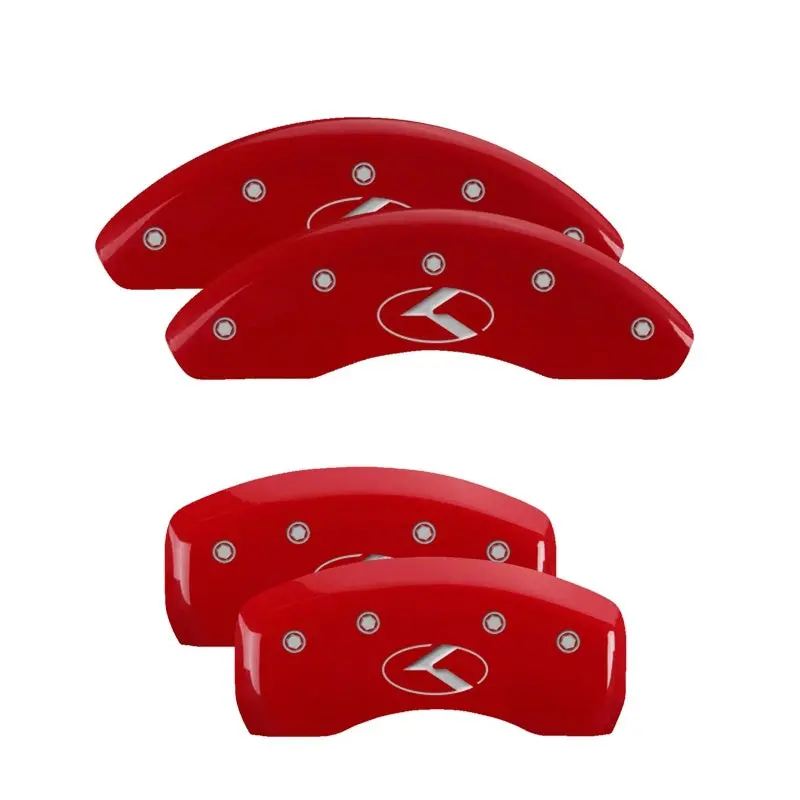 Mgp Engraved 4-Piston Caliper Covers For Kia/Hyundai – Red Finish With Silver Accent 1