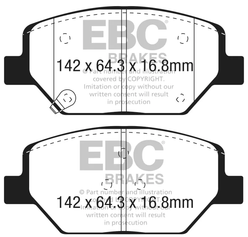 Ebc Redstuff Front Brake Pads For 2016+ Buick Envision 2.0L Turbo Engine 1