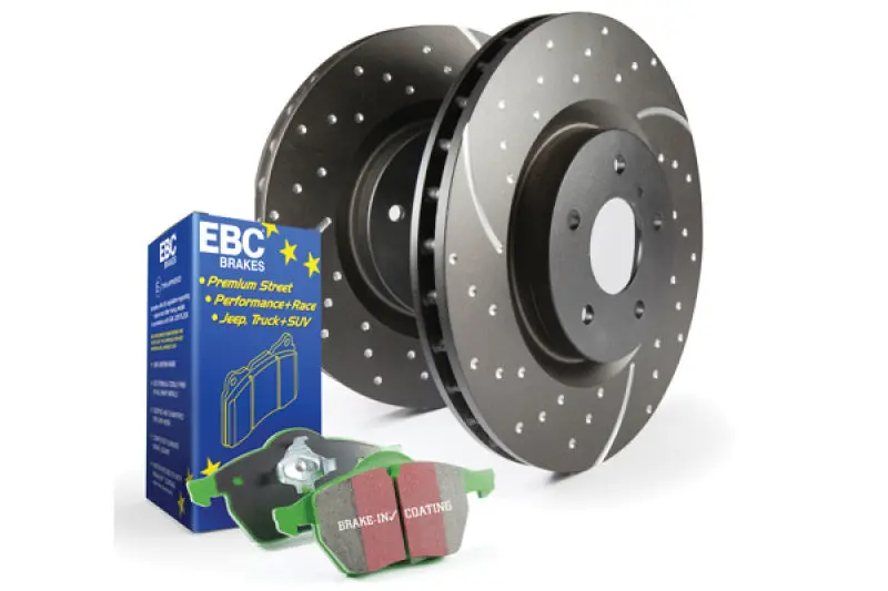 Ebc Greenstuff S10 Brake Kit – Durable Ceramic-Metallic Pads And Grooved Drilled Rotors 1
