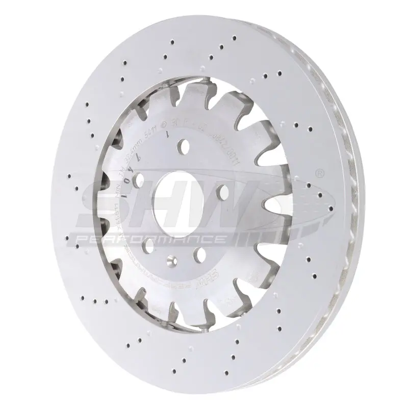 Shw Lightweight Drilled & Dimpled Front Brake Rotor For 2018–2021 Audi Tt Quattro 2.0L (Part #8S0615301L) 1
