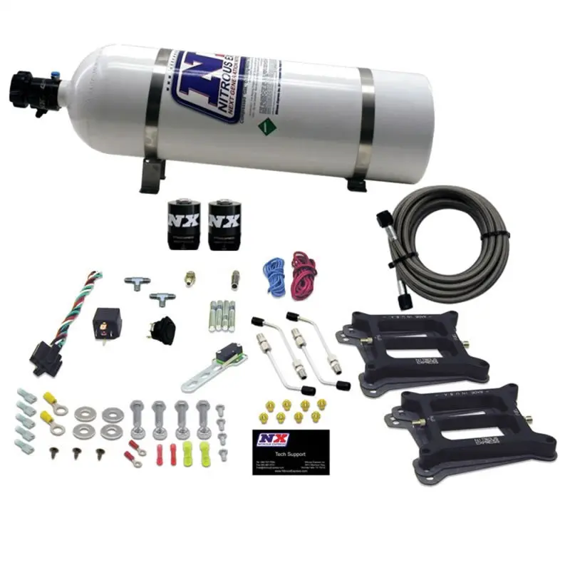 Nitrous Express Dual-Stage Nitrous Kit (50–300 Hp) – 4150-Style, Gasoline-Compatible, Includes 15-Lb Bottle 1