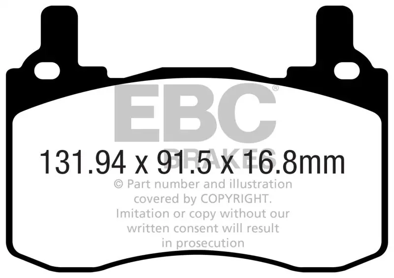 Ebc Redstuff Rear Brake Pads For 2017+ Kia Stinger 3.3L Twin-Turbo V6 2