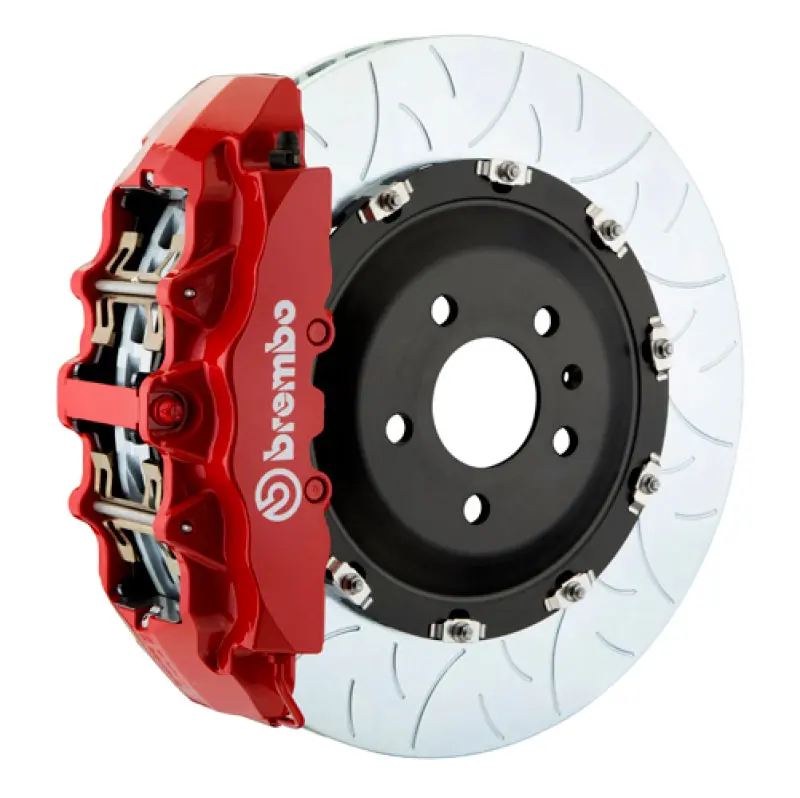 Brembo Front Gt Big Brake Kit For 2001–2004 Porsche 996 Turbo (Excluding Pccb) – 6-Piston Calipers, 380X34Mm Two-Piece Slotted Rotors, Type 3 Red Finish 1
