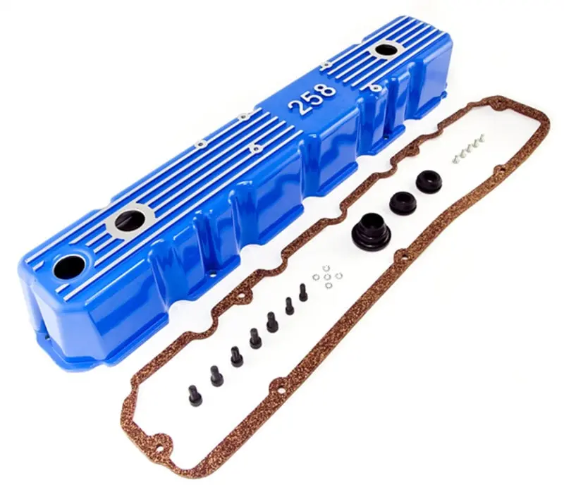 Omix-Ada Blue Anodized Aluminum Valve Cover For 1981–1987 Jeep Cj And Wrangler Yj 1