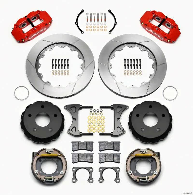 Wilwood Narrow Superlite 4R Rear Parking Brake Kit – 14" Red Calipers, Ford Bronco 5X5.5" Pattern 1