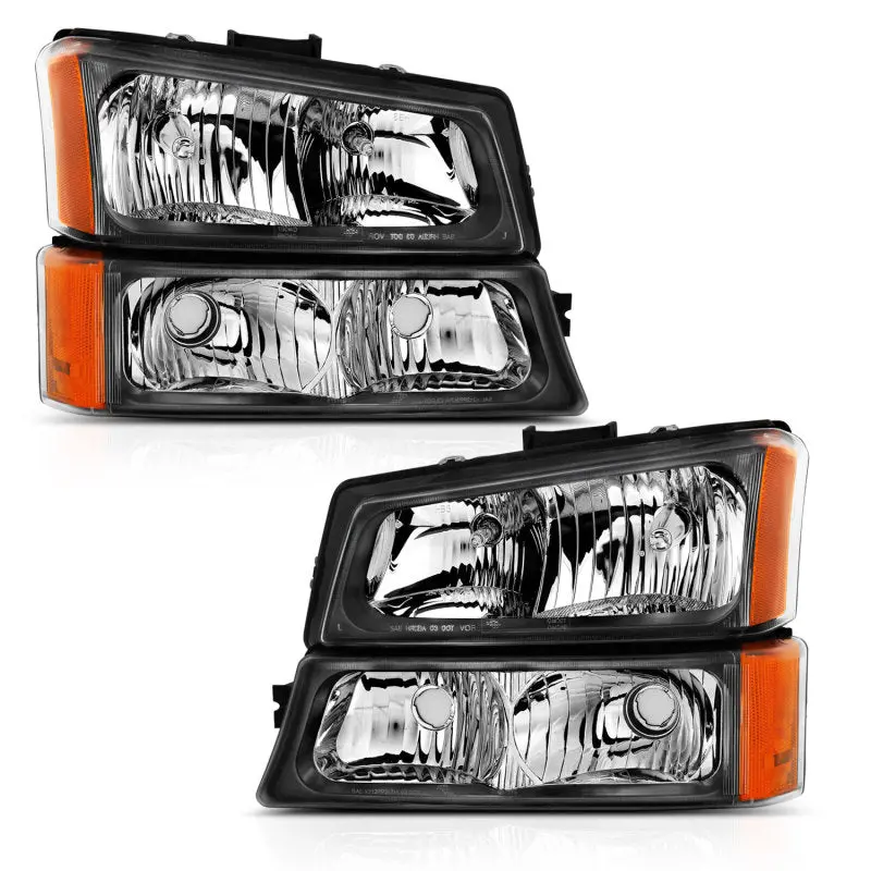 Anzo Crystal Projector Headlights With Amber Signal Lights – Black Housing, 4-Piece Set For 2003–2006 Chevy Silverado 1